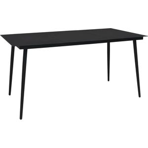 vidaXL - Tuintafel - 190x90x74 - cm - staal - en - glas - zwart