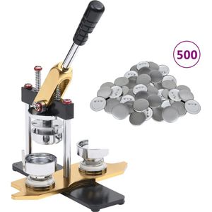 vidaXL - Buttonmachine - draaipunch - met - 500 - st - buttononderdelen - 37 - mm