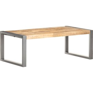 vidaXL - Salontafel - Ruw Mangohout - Staal - 110x60x40 cm