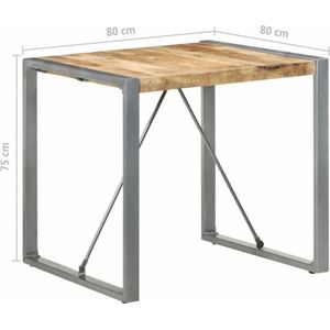 VidaXL Eettafel 80x80x75 cm - Ruw Mangohout