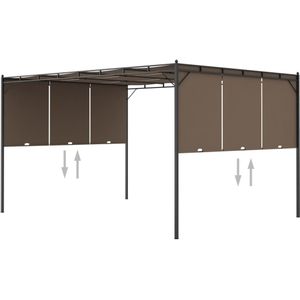 Gartenpavillon mit Seitenvorhang 4x3x2,25 m Taupe Vidaxl