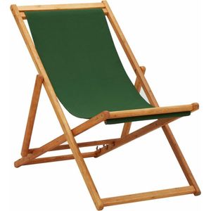 VidaXL Inklapbare Strandstoel van Eucalyptushout en Groene Stof