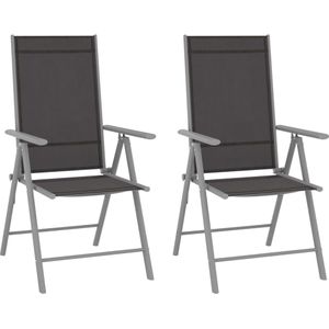 vidaXL - Tuinstoelen - 2 - st - inklapbaar - textileen - zwart