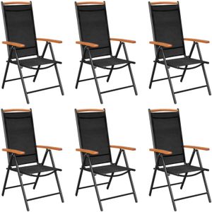 vidaXL Tuinstoelen 6 st inklapbaar textileen zwart