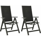 Klappbare Gartenstühle 2 Stk. Textilene und Aluminium Schwarz Vidaxl