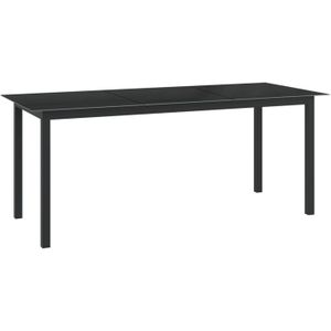 VidaXL Tuintafel 190x90x74 cm Aluminium en Glas Zwart