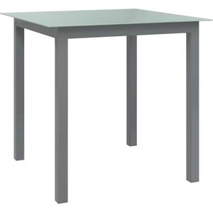 Wanda - Tuintafel - Lichtgrijs - Aluminium en Glas - 80x80x74 cm