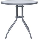 VidaXL Tuintafel 80 cm Staal en Glas Lichtgrijs