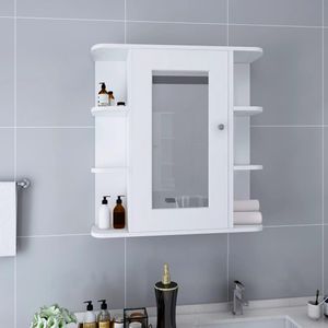 vidaXL Badkamerspiegelkast - Wit - MDF en Glas - 1 Deur en 8 Vakken