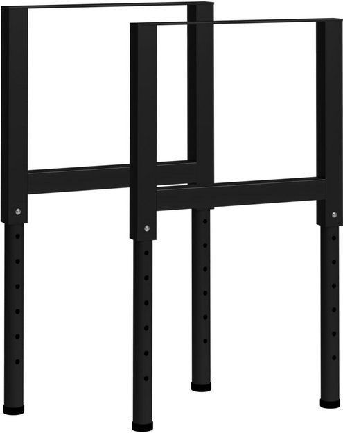 vidaXL Werkbankframes - Verstelbaar - Zwart - Metaal - Set van 2