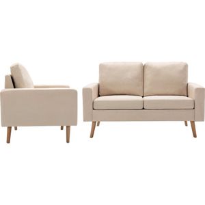 vidaXL 2-tlg. Sofagarnitur Stoff Creme