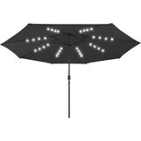 vidaXL Parasol met LED-verlichting en metalen paal - 400 cm Zwart