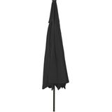 vidaXL Parasol met LED-verlichting en metalen paal - 400 cm Zwart