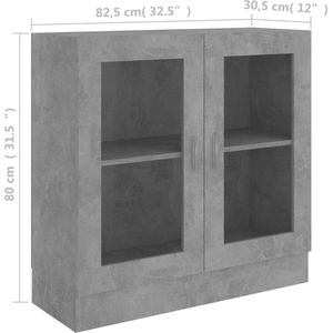 vidaXL-Vitrinekast-82,5x30,5x80-cm-spaanplaat-betongrijs