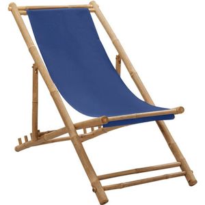 Outtec Inklapbare zonnebed, ligstoel, klapstoel, tuinligstoel met verstelbaar hoofdkussen en rugleuning, campingstoel, balkon, tuinstoel, voetensteun, campingstoelen, blauw