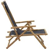 VidaXL Relaxstoel Verstelbaar Bamboe & Stof Donkergrijs