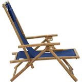 vidaXL - Relaxstoel - verstelbaar - bamboe - en - stof - marineblauw