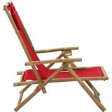 VidaXL Relaxstoel Verstelbaar Bamboe & Stof Rood