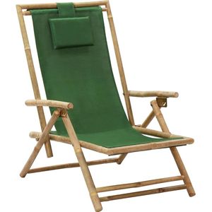 vidaXL Relaxstoel verstelbaar bamboe en stof groen - 313027