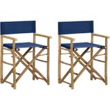 VidaXL Regisseursstoelen 2 st inklapbaar Blauw Bamboe & Stof