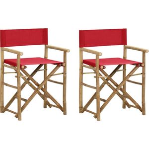 vidaXL Regisseursstoelen 2 st inklapbaar rood bamboe en stof - 313031