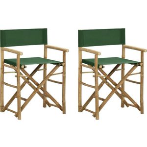 vidaXL - Regisseursstoelen - 2 - st - inklapbaar - groen - bamboe - en - stof