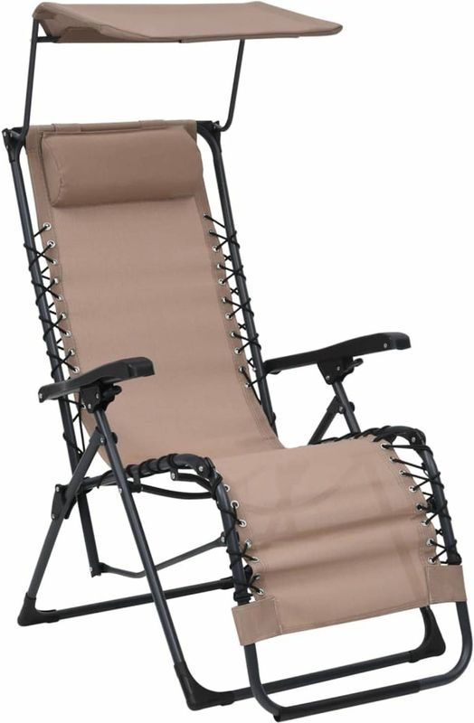 vidaXL - Terrasstoel - Taupe - Textileen - Inklapbaar