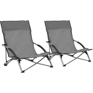 vidaXL Strandstoelen 2 St - Inklapbaar - Grijs - Oxford Stof