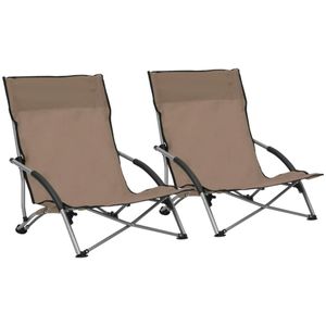 vidaXL Strandstoelen 2 st - Inklapbaar - Taupe - Oxford Stof
