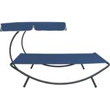 vidaXL Loungebed met luifel blauw