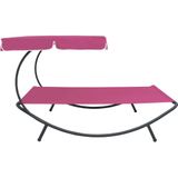 vidaXL Loungebed met luifel roze