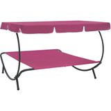 vidaXL Loungebed met luifel roze