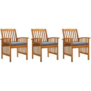 Garten-Essstühle 3 Stk. mit Kissen Massivholz Akazie Vidaxl