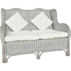 vidaXL 2-Sitzer-Sofa Grau Natürliches Rattan und Leinen