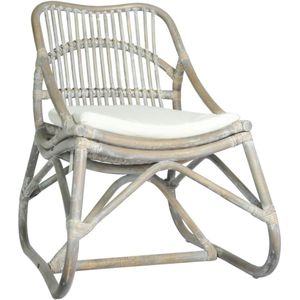 Fauteuil Lilli rotan grijs met kussen ecru