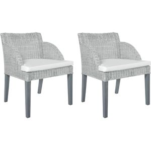 vidaXL - Eetkamerstoelen - Grijs - Natuurlijk Rattan - 2 Stuks