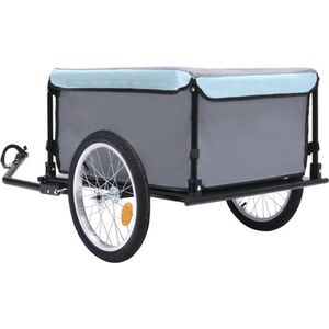Fietstrailer - Zwart en Blauw - Staal en Polyester - Draagvermogen 65 kg
