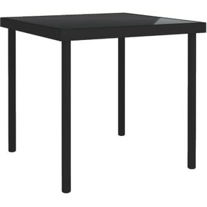 vidaXL Tuintafel 80x80x72 cm glas en staal zwart