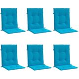 Gartenstuhlauflagen für Niedriglehner 6 Stk. Blau 100x50x3 cm Vidaxl