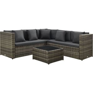 Vidaxl - 4-tlg. Garten-Lounge-Set mit Kissen Poly Rattan Grau