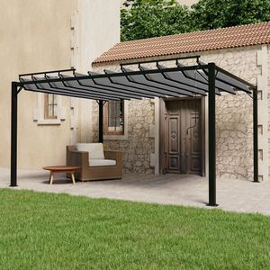 vidaXL - Prieel met Lamellendak - Antracietkleurig - Stof en Aluminium