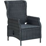 Verstellbarer Gartensessel mit Auflagen Poly Rattan Dunkelgrau Vidaxl