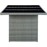 VidaXL Tuintafel Poly Rattan en Gehard Glas Lichtgrijs