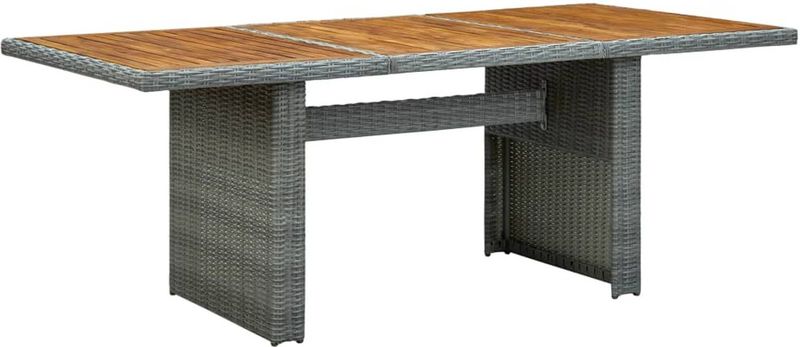 vidaXL Gartentisch Hellgrau Poly Rattan und Akazie Massivholz