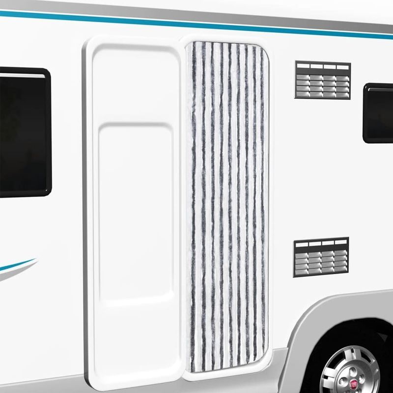 Haba - Vliegengordijn - Grijs en Wit - 100% Polypropyleen Chenille