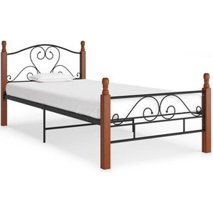 vidaXL Bedframe metaal zwart 90x200 cm