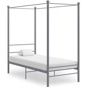 vidaXL Hemelbedframe metaal grijs 90x200 cm
