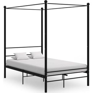 vidaXL - Hemelbedframe - Zwart - Gepoederd Metaal