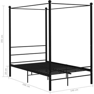 VidaXL Hemelbedframe Metaal Zwart 140x200 cm