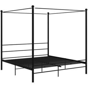 vidaXL - Hemelbedframe - Zwart - Gepoedercoat Metaal